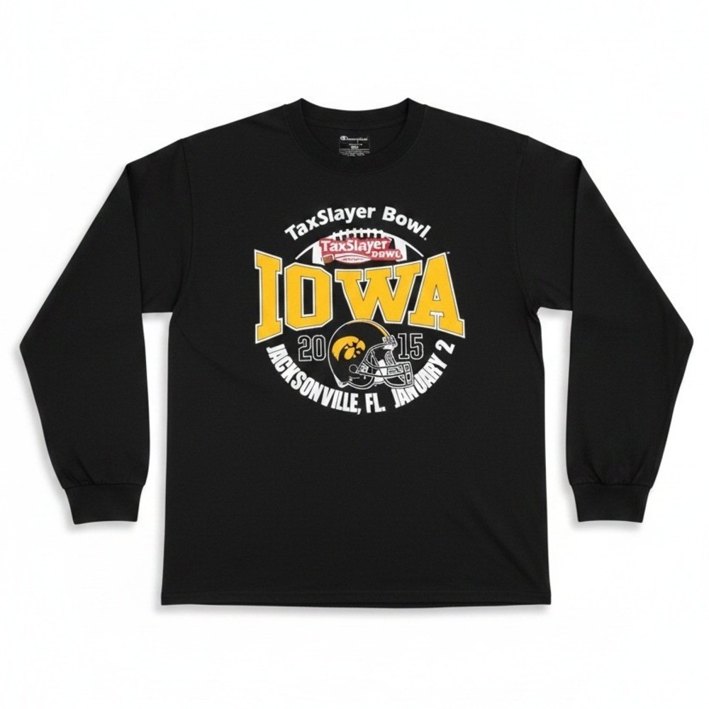 Champion Iowa Hawkeyes 2015 TaxSlayer Bowl Long Sleeve Black T-Shirt Men's Large